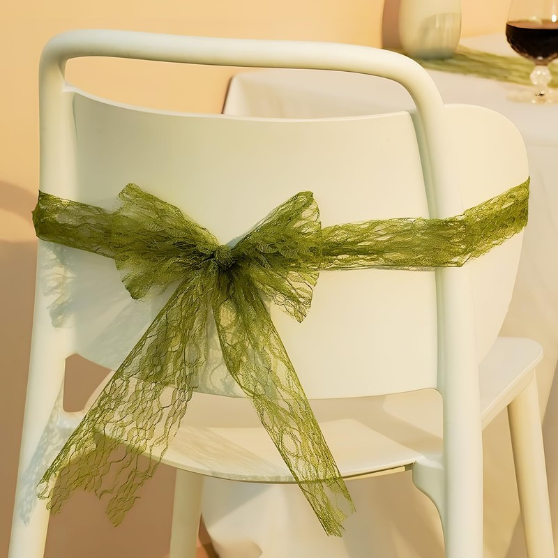 Chstarina 15cm x 25m Green Table Runner, Thin Mesh Table