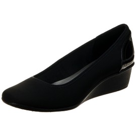 Anne Klein Sport Women's Wisher Fabric Wedge Pump, Black, 6 M US