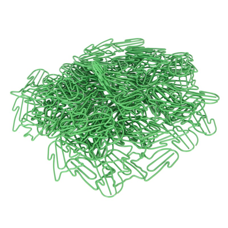 100 Pcs Green Cute Paper Clips Cat Shaped Fun Bookmark