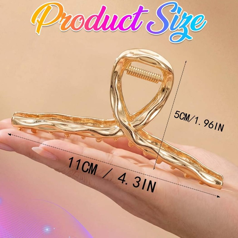 Pecieco Gold Large Hair Claw Clips for Thick Hair Women