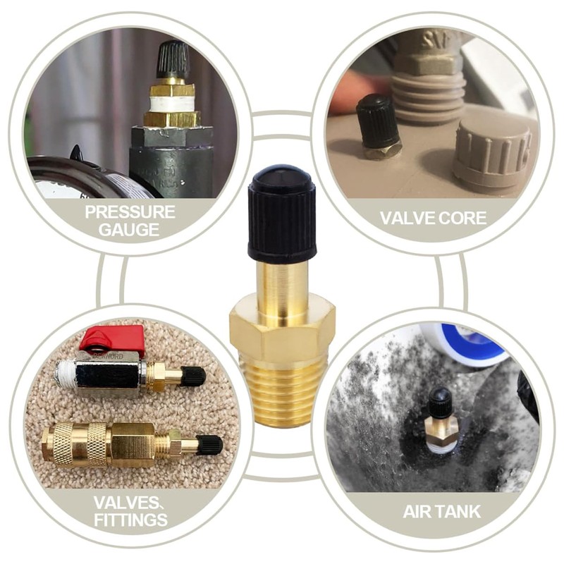 8Pcs Brass Schrader Valve,NPT Car Valve Adapter,NPT Tank Valves with