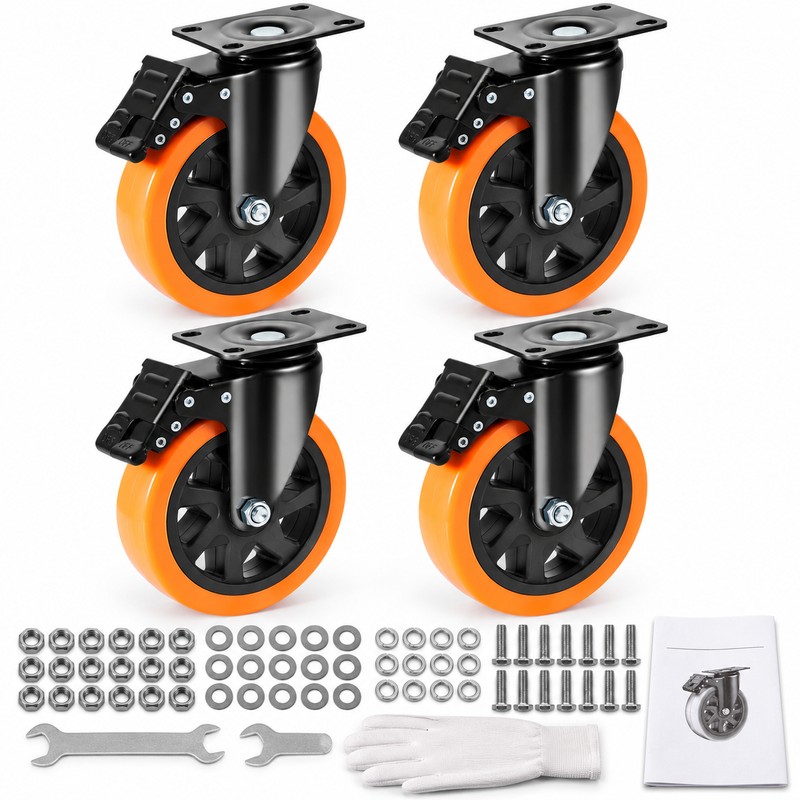 Heavy Duty Swivel Caster Wheels for Workbenches – 4-Pack PVC