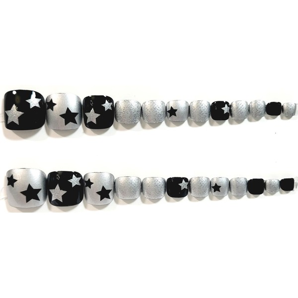 Sci-Fi Love Glossy Press-On Nails - 24 Pieces - Artificial