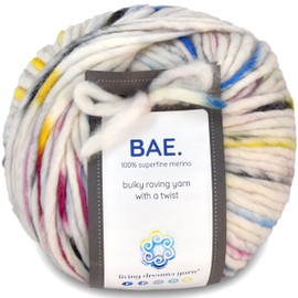 BAE by Living Dreams Yarn. Cuddly, Strong & Super Soft for Next to Skin Winter Knits. 100% Extrafine Merino Bulky Roving Yarn, Cuddlebug