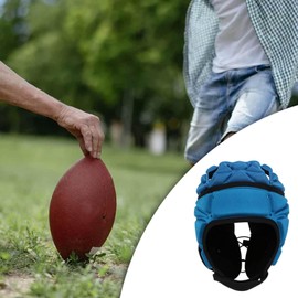 Perfeclan Children's Rugby Helmet, Padded Headgear, Rugby Helmet, Football Scrum Cap, Ultralight Rugby Head Protection, Football Headwear, Blue, 51 cm