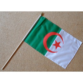 Algeria Large Hand Flag - Sleeved Polyester Flag on 2 Foot Wooden stick