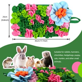 Small Animals Foraging Mat – Cute Rabbit Feeding Mat with Fun Design, Slow Eat Durable Fleece Pad for Rabbits, Hamsters, Guinea Pigs