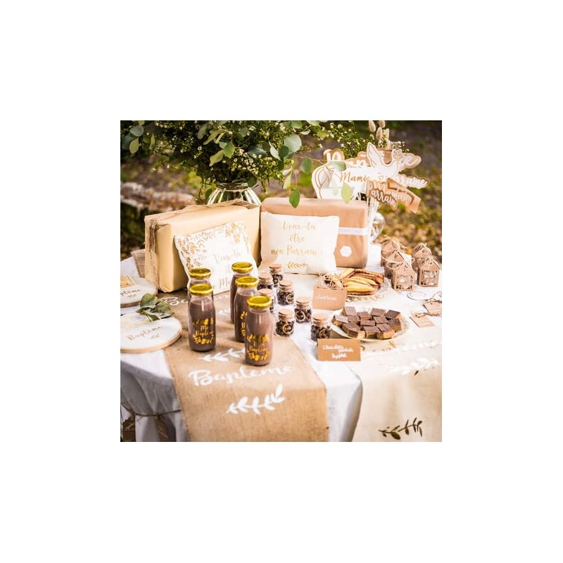 Generique - Jute Flocked Christening Table Runner 28cm x 5m