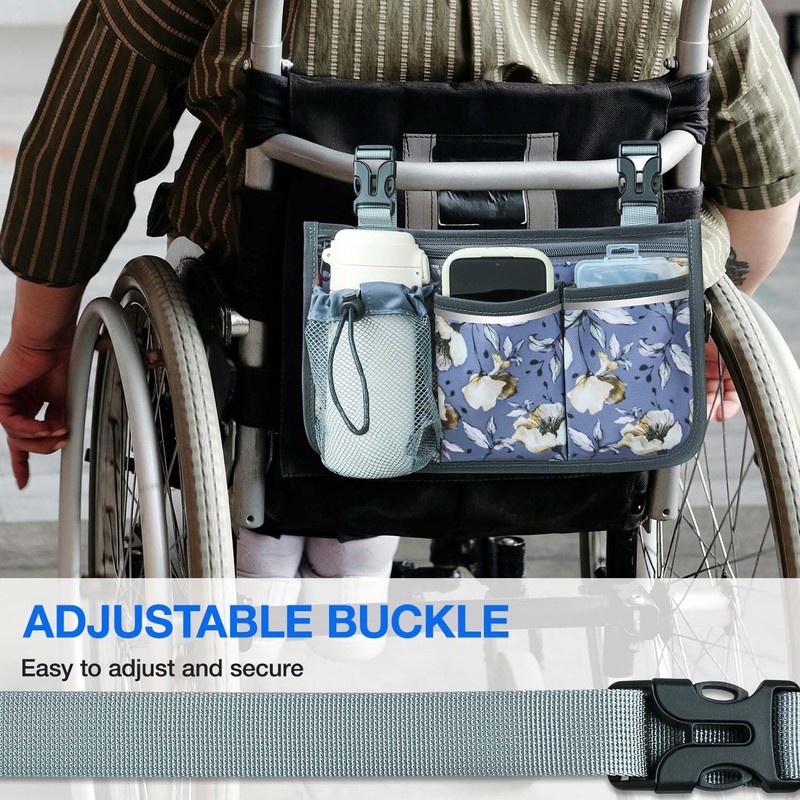 SHIFANQI Wheelchair Bag, Walker Bag, Wheelchair Side Bag, Armrest Organizer
