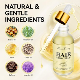 Lucoss Beauty Nat1rliches Haar?l f1r Haarwachstum, Veganic Kopfhaut und Haarwuchs?l mit Batana?l Rosmarin?l Biotin Rizinus?l Koffein, Haarkur f1r D1nner Werdendes Trockenes Besch?digtes Haar 60 ml