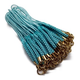 Rayon Can (Gold Plated), Set of 50, Netsuke Cord for Straps, Amulet (Light Blue)