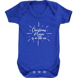 Hippowarehouse Christmas Magic is in The air Baby Vest Bodysuit (Short Sleeve) Boys Girls Royal Blue
