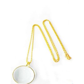 NIEGENNA-Assorted Colors 5X Magnifier Necklace Magnifying Glass Pendant Optical Lens with Chain Jewelry Loupe for The Seniors Elders Aged Reading Increase Vision(Color: Gold)