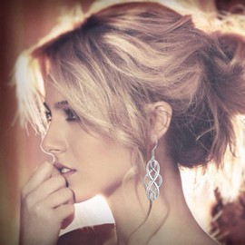 KALVICA 3 Pairs Silver Earrings for Women Girl Long Hanging Earrings Celtic Knot Hollow Drop Earrings Filigree Twist Earrings Women Gift, Stainless Steel