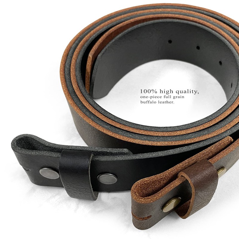 One Piece Full Grain Buffalo Leather Replacement Belt Strap 1-1/2"
