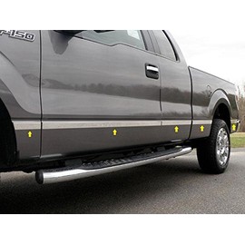 707Motoring Stainless Polished Chrome Body Molding Insert Trim Kit (1.5" Width) 10PC, Compatible with Ford F-150 2009-2014 (2-Door, Pickup Truck, Regular Cab, 8' Bed, w/Flares)