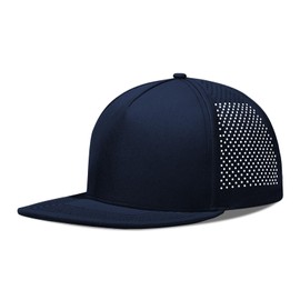 XL XXL Hats for Men Big Head XXL Mens Snapback Hats Flat Brim 5 Panel Hat for Men XXL Trucker Hat Adjustable Mesh Quick Dry Laser Perforated Baseball Cap for Women Men Big Head Dark Blue