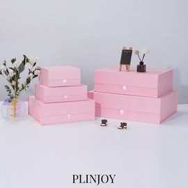 PLINJOY Extra Large Pink Gift Box 3 Pack 16.5x14x5.5 Inches,Gift Boxs for Presents with Lid Magnetic Closure Collapsible,Bridesmaid Proposal Box,Birthday, Christmas,for Clothes and Large Gifts