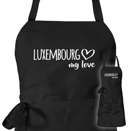 huuraa Apron Luxembourg my love Vorbinder cooking apron for all those who love Luxembourg gift idea for friends and family, black