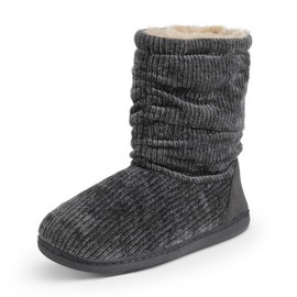 Polar Womens Slipper Boots with Sherpa Lining - Memory Foam Indoor Bootie Slipper with Anti-Slip Rubber Sole - Soft, Warm and Fluffy House Slipper - Ankle Boot Slippers - Grey AYC0837/UK8
