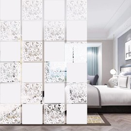 12+4PCS KEIBIKEIDI Hanging Room Divider Screens Made of Environmentally PVC, Simple and Modern Mixed White Hanging Panel Screen for Decoration Livingroom,Bedroom, Kitchen, Dining Room,Hotel and Bar