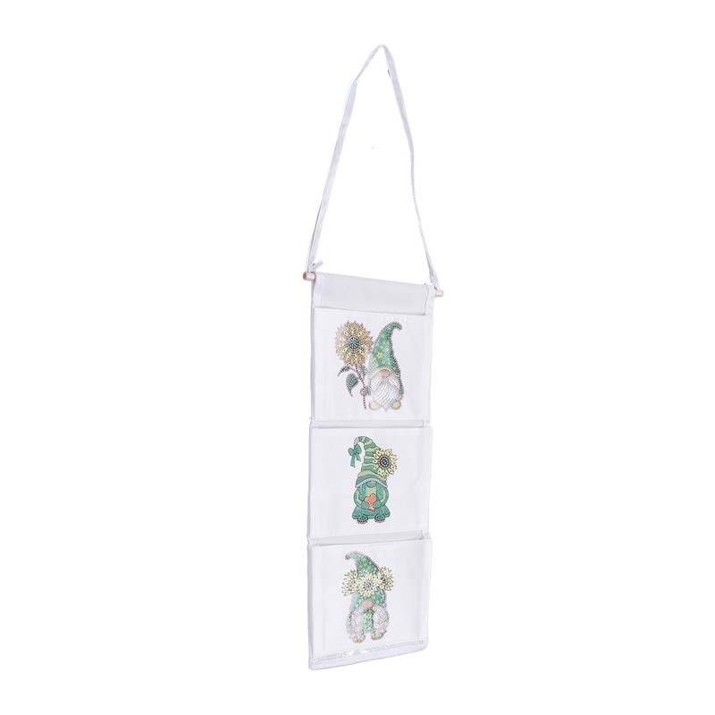 Hanging Storage Bag 3 Compartment Foldable Rhinestone Painting Pattern DIY