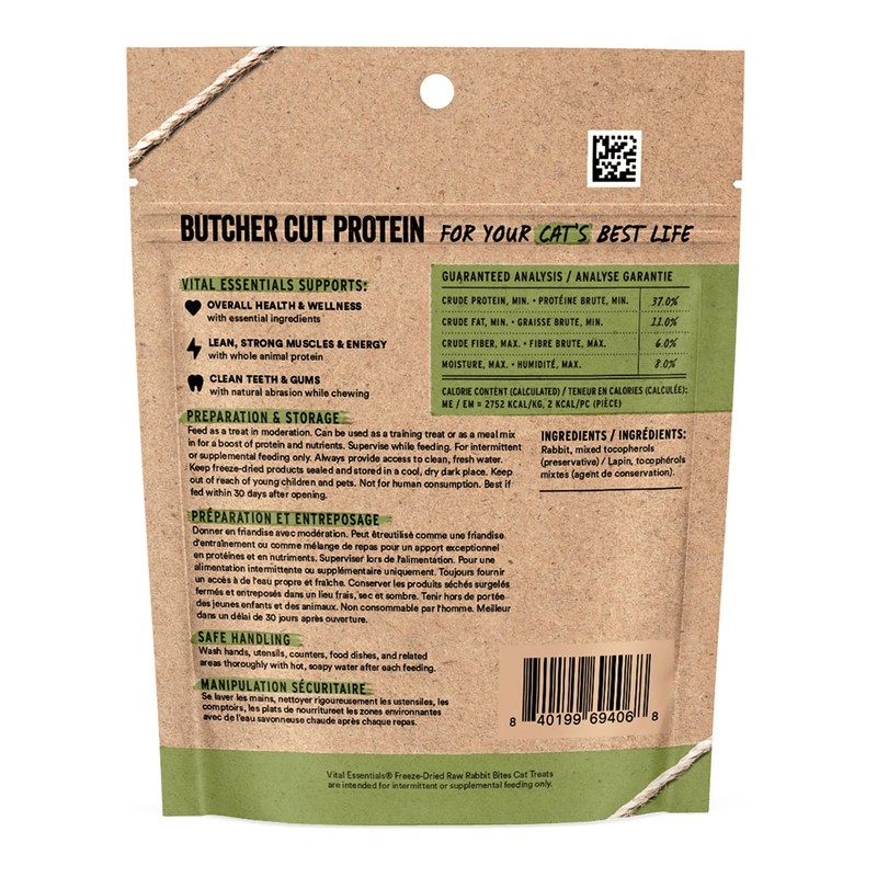 Vital Essentials Rabbit Bites Cat Treats, 0.9 oz | Freeze-Dried