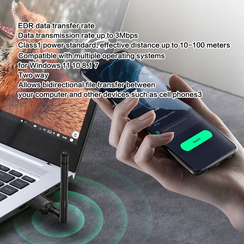 USB Bluetooth 5.1 Adapter for PC Long Range 100M Class