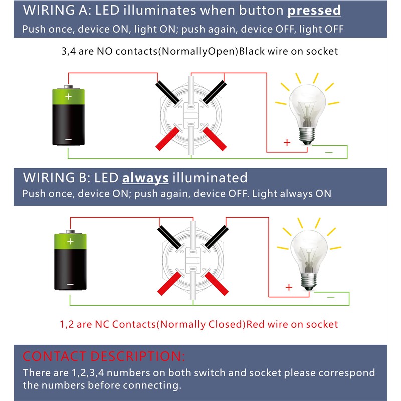 Ordentlich LED Latching Stainless Steel Push Button Switch 12-24V DC