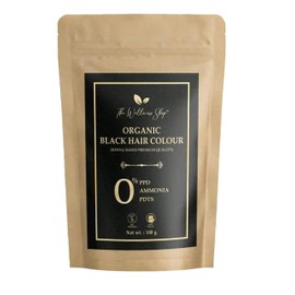 The Wellness Shop - Organic Black Hair Color | Ammonia Free (Henna Based Premium Quality) | Strengthens Roots & Prevents Dandruff | Natural Long-lasting Hair Color, Healthy Shine | 100g / 0.22lb