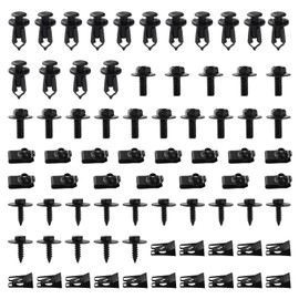 VooGenzek 75 Pieces Tin Nut Screw Nut Clip Kit, Car Body Undertray Fender Screws, Screw Nut Clip Snap Nut Set, U Type Body Screws, for Car, Black