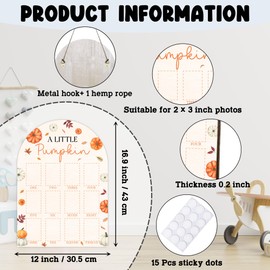 UIBOVA A Little Pumpkin My First Year Photo Board, Fall Pumpkin Baby Milestone Signs for Boys Girls Nursery Decor, 12 Month Wooden Picture Board for 2x3 Photos, Best Babies Keepsake Gifts-A20