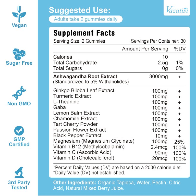 2 Pack Ashwagandha Gummies with Turmeric GABA Mood Energy and