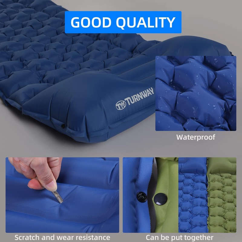 TurnWay Waterproof Lightweight Camping Sleeping Pad Foot Press Inflatable Pad