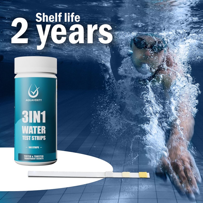 AQUAVERITY Hot Tub Test Strips 3 in 1, 100 Pool,