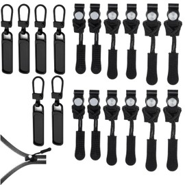 18Pcs Universal Zip Repair Kit, 3 Sizes Zip Slider Replacement, Zip Replacement, Zips for Jackets, Coats, Luggage, Backpacks Zippers Fasteners (12 Black Zipper Slider and 6 Zipper Replacement Head)