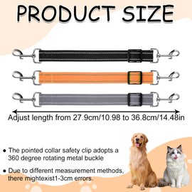3er-Pack Trainingsleinen mit verstellbarem Sicherheitsgurt Clip und Leinenring, Leinenverbinder, Begleit-Sicherheitsclip (Schwarz, Orange, Grau).