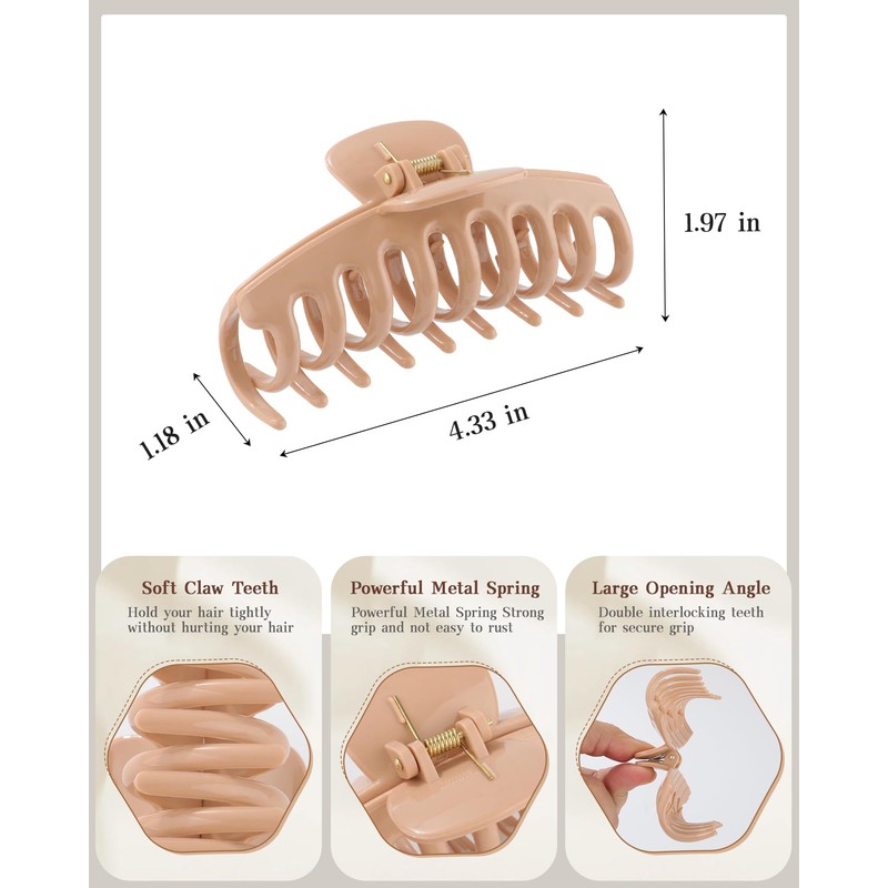 3 Pcs Silicone Hair Clips Flexible Claw Clips for Women