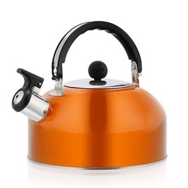EMUKOEP 3L Stainless Steel Bottle Lightweight Whistling Kettle for Camping Trips Hiking Cooking Barbecue Festival (Orange)