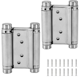 Free Hinge, 2 Pieces, Stainless Steel Door Hinge, Double Opening, High Strength, Load Capacity 33.1 lbs (15 kg), Adjustable Spring Hin, Hardbase Hardbase Hardware, Compatible Door Thickness: 0.8 - 1.4