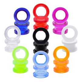 9 Pairs Clear UV Acrylic Screw Doble Flared Ear Plugs Tunnels Expander Ear Gauges Piercing (Gauge=1/2"(12mm))