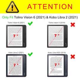 Fintie Stand Case for 7" Kobo Libra Colour (2024) / Kobo Libra 2 (2021) eReader - Premium PU Leather Stand Cover Auto Sleep/Wake with Card Slot and Hand Strap, Purple Marble