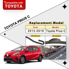 RAINTOK Windshield Wiper Blades Replacement for Toyota Prius C 2012 2013 2014 2015 2016 2017 2018 2019 Original Factory Quality Front Rear Wipers Blade Set for Car - 28" 14" 8" (Piece of 3)