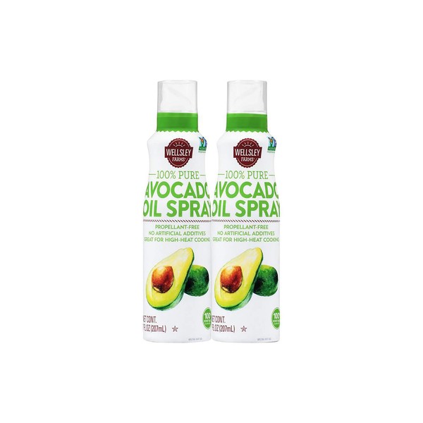 Wellsley Farms' 100% Pure Avocado Oil Spray 2 Pack - Non-GMO - Great for High-Heat Cooking, Baking, and Frying - No Artificial Additives - Propellant-Free