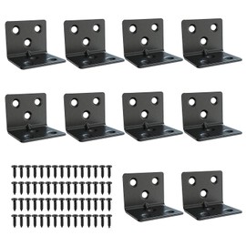 KUUGUDE Angle Connectors, Stainless Steel Angle 30 x 30 mm, Stainless Steel Angle Connector, Metal Angle Mounting Bracket, 90 Degrees, Mounting Angle Bracket for Furniture, Black Pack of 10