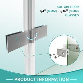 i-Homare Heavy Duty Solid Brass Glass Door Hinges,Shower Room Accessories Glass Shower Door Hinges, (230 Degree) (Brushed Nickel)