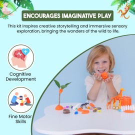 Wild Wonders Mini Sensory Kit, Safari Animals Sensory Play, Development and Fine Motor Skills, Tactile Activities for On The Go, Safari Animals Sensory Toys for Preschoolers and Kids Ages 4,5,6,7,8