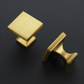 Ravinte 10 Pack Square Brushed Brass knobs Cabinet Kitchen Hardware Dresser Drawers Cabinet Door Knobs with Screwdriver