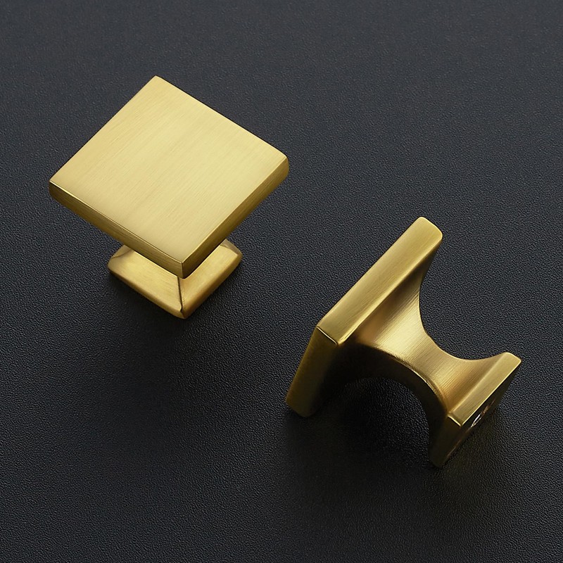 Ravinte 10 Pack Square Brushed Brass knobs Cabinet Kitchen Hardware