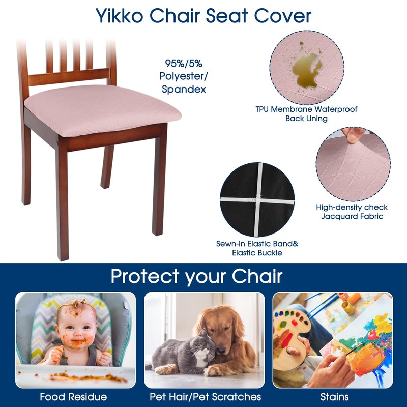 Yikko Chair Seat Covers, High Density Plaid Jacquard Ekedalen Seat